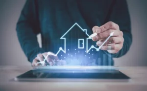 Projet de maison connectée dessiné sur une tablette tactile